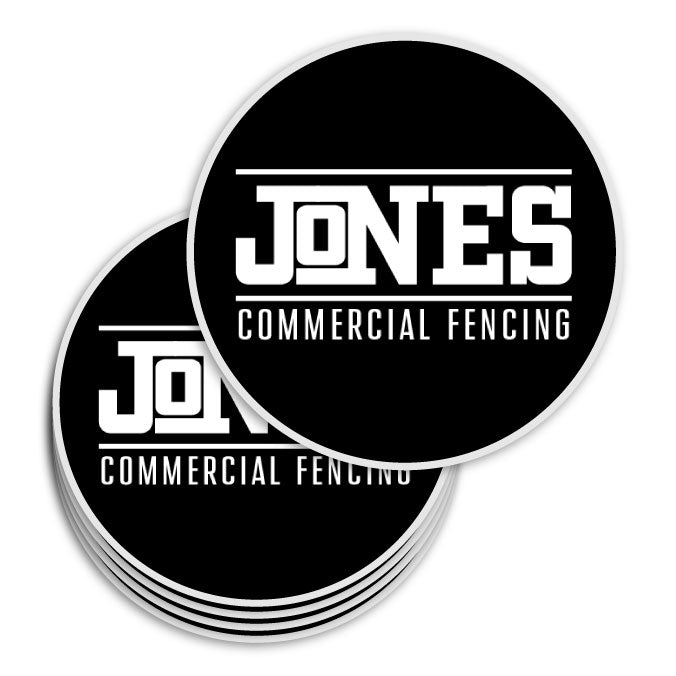 Circle sticker custom printed with local fence company branding