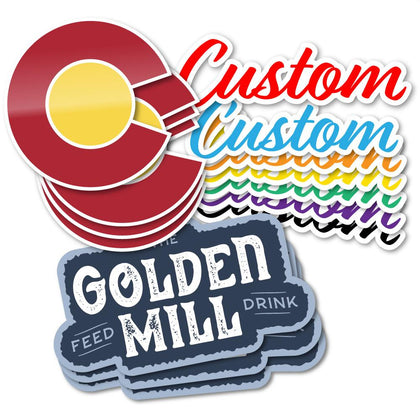 Die-Cut Stickers Colorado C Logo, Custom Stickers in all sizes, Golden Mill Feed and Drink