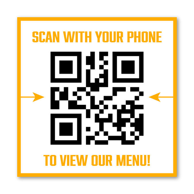 Square sticker showing QR code example for menu