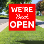 We're Back Open Yard Sign - Red